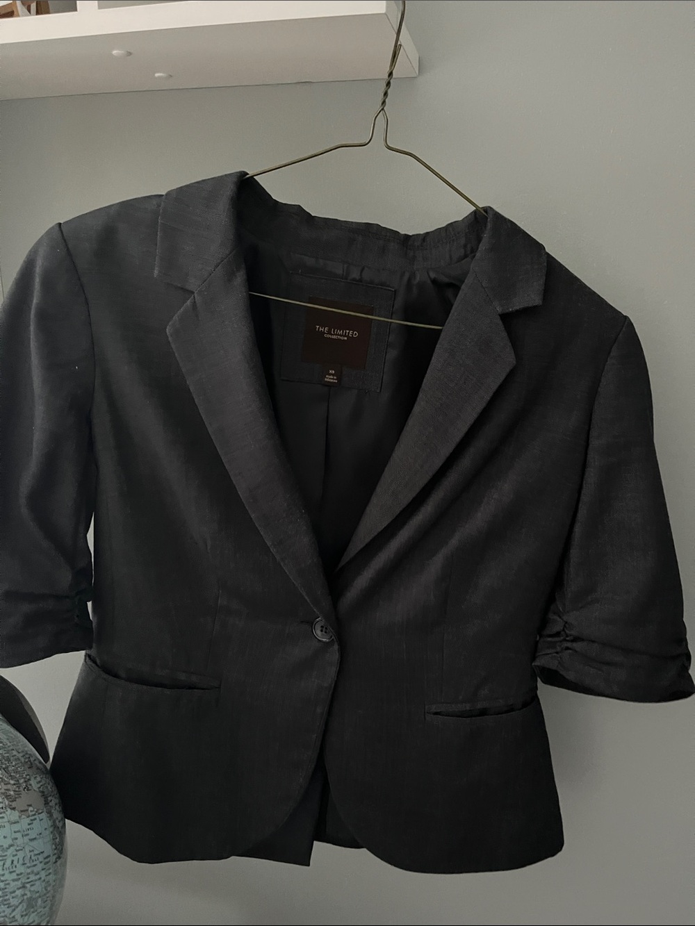 The Limited charcoal grey Women's Short Sleeve Tailored Blazer